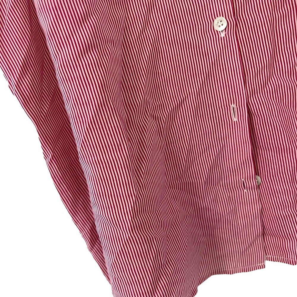 Equipment Femme White & Red Micro Stripe Sleeveless Button Down Blouse Large EUC - Picture 5 of 8